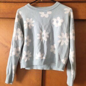 Mint Green w/ White Daisies sweater